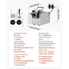 Automatic Tube Cutter for Heat Shrink, Cable, 1 &ndash; 85mm Width, 0.1 &ndash; 99999.9mm