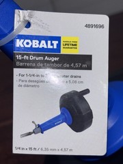 KOBALT 1/4&Prime; x 15 ft Drum Auger for 1-1/4&Prime; &ndash; 2&Prime; drains