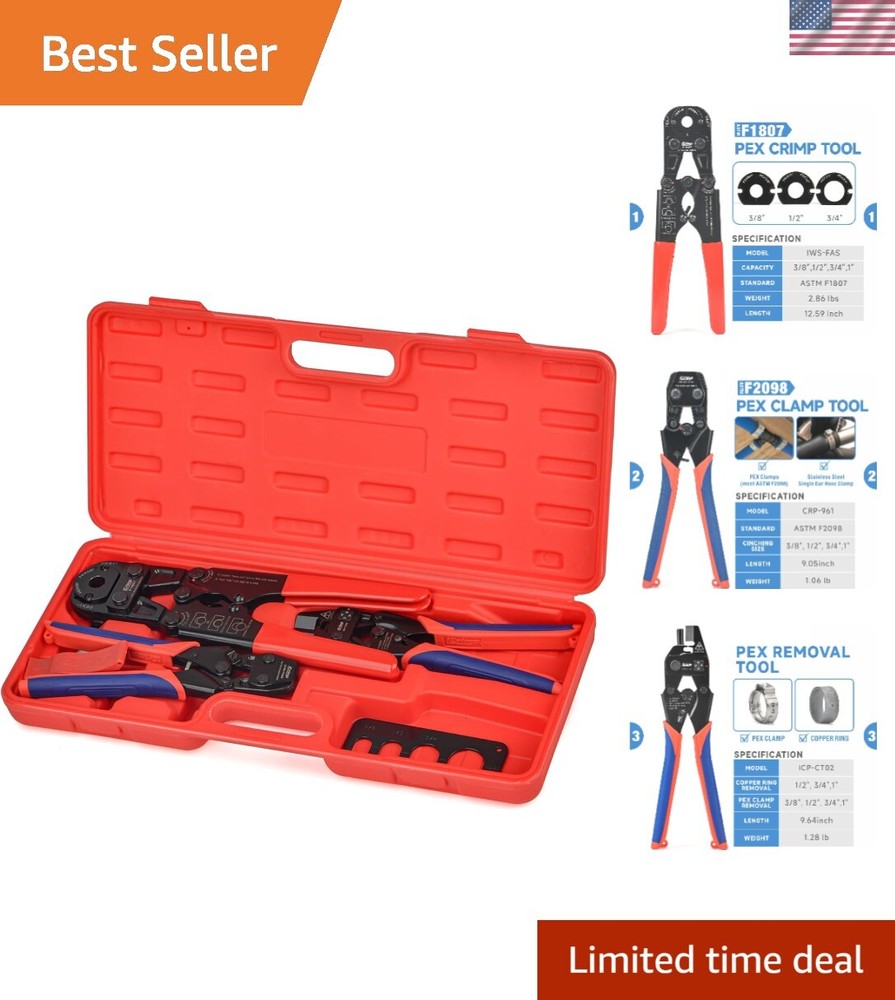 PEX Crimping Tool Set for Copper Crimp Ring and PEX Cinch Clamp, Crimping and&hellip;