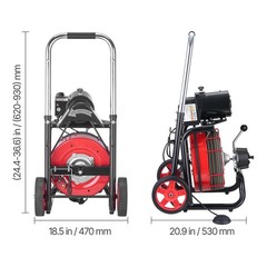 VEVOR Drain Cleaner Machine Electric Drain Auger 100FT x 1/2 In Auto Feed