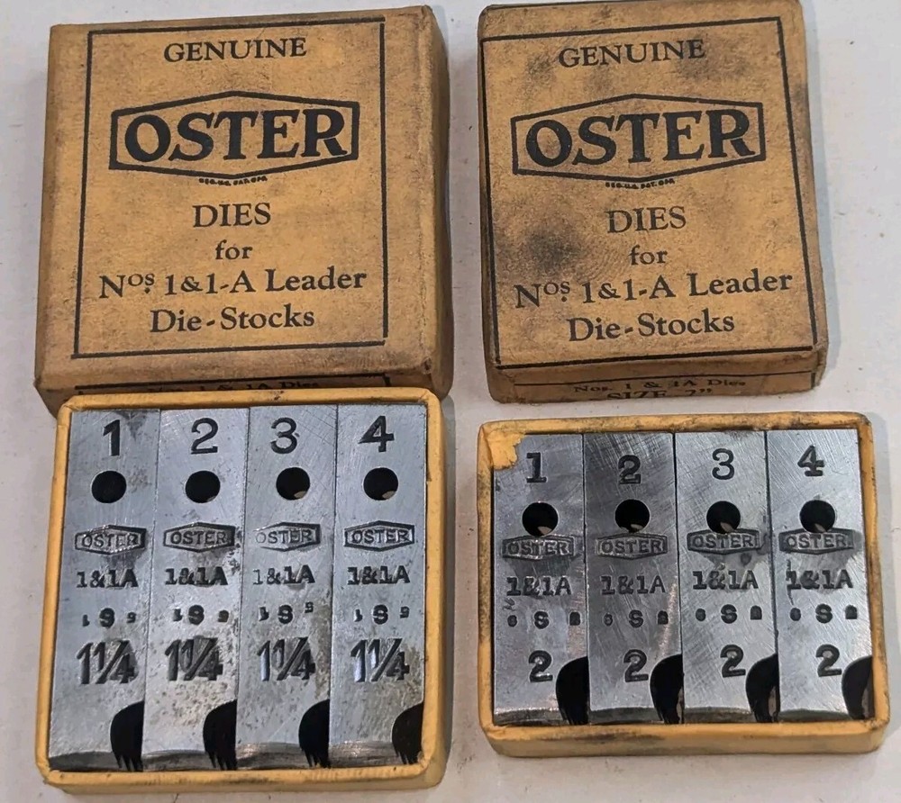 Vintage 2 Genuine OSTER Dies for Nos.1&1A Leader ~ Size , 2&Prime;,,,,1-1/4&Prime;