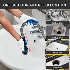 30Ft x 3/10In Electric Drain Cleaner Machine Drain Auger Sewer Snake Auto Feed