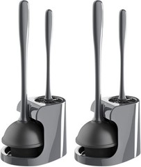 MR.SIGA Toilet Plunger and Bowl Brush Combo for Bathroom Cleaning, Gray, Gray
