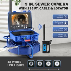 9&Prime; Self-Leveling Sewer Camera w 512Hz Locator 295ft/90m Meter Counter 720P 32GB
