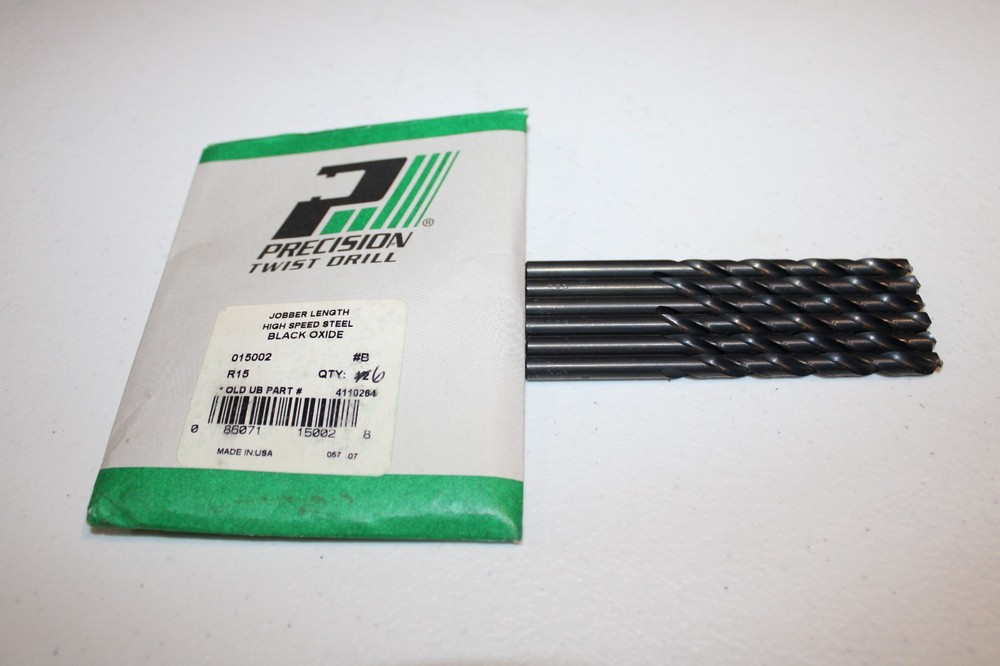 PRECISION TWIST DRILL 015002 #B HSS JOBBER DRILL BIT 4 1/8 &ldquo;L &ndash; QTY OF 6 &ndash; NEW