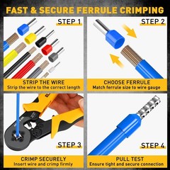 Ferrule Crimping Tool Kit with 2180 Pieces, Quadrilateral Pliers & Wire Connecto