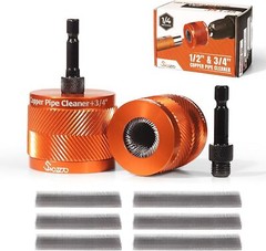 1/2&Prime; & 3/4&Prime; Metal Copper Pipe Cleaner Set,with 1/4 Hex Shank,Each Additional 2PC