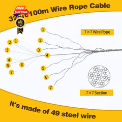 656ft 1/16&Prime; Wire Rope Crimping Set + Crimper, Stainless Steel