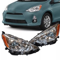 Halogen Headlight Assembly for Toyota Prius C 2012-2014 Black Housing Pair