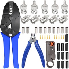 Taiss Coaxial Cable Tool Kit BNC Crimp tool with 10PCS Male Black