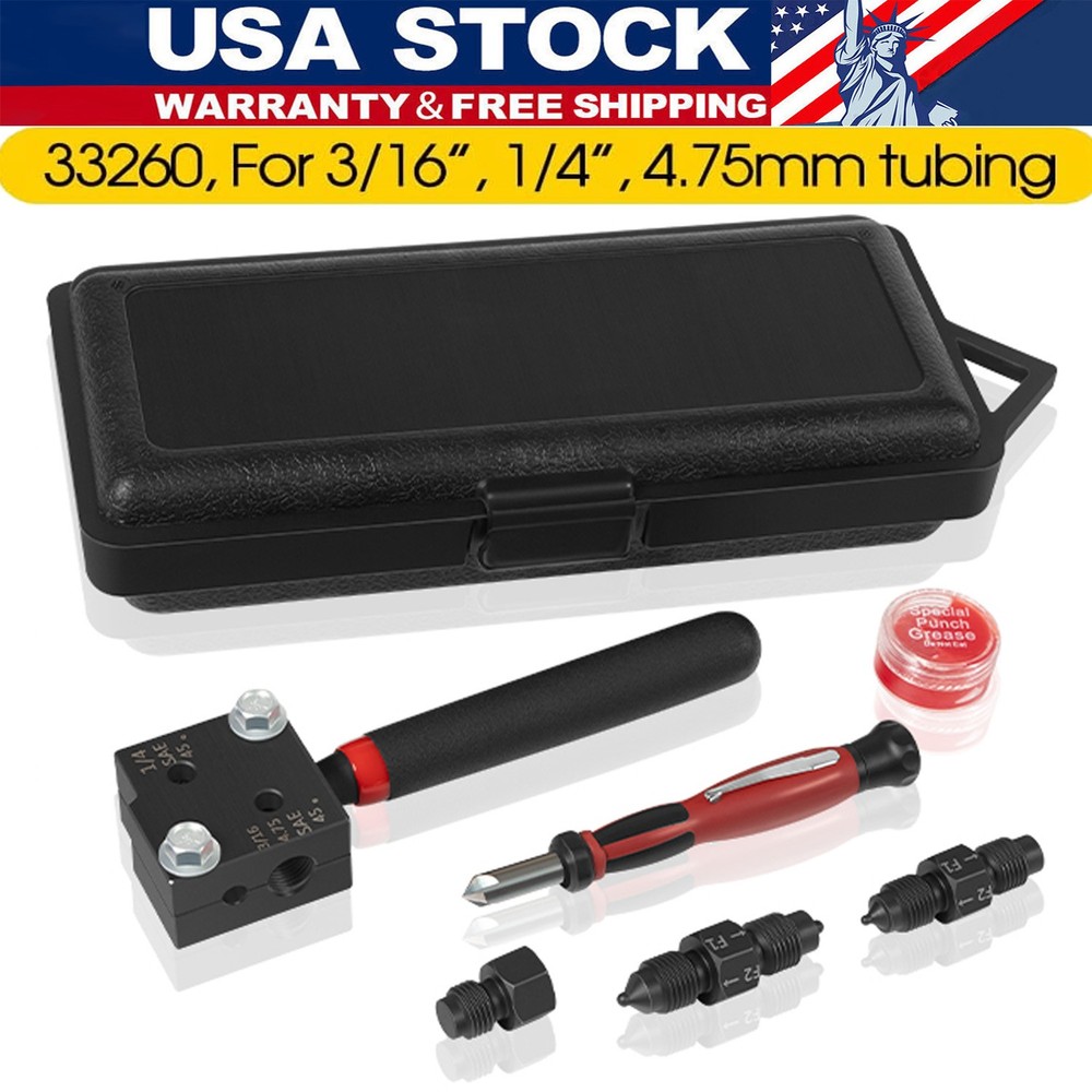 Low Profile Brake Line Single/Double Flaring Tool Kit 4.75 3/16 1/4 #33260