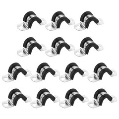 14Pcs 8mm(5/16&Prime;) Stainless Steel Rubber 2 Hole U-Tube Strap Clamp, Black