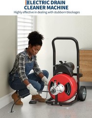100FT 1/2in Drain Auger 370W Steel Core Cable with Foot Switch for Sewer Clogs