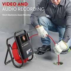 50M Sewer Drain Pipe Inspection Camera with 23mm Endoscope Probe 7&Prime; DVR Recorder