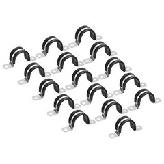 16Pcs 1-1/4&Prime; Cable Clamp U Shape Stainless Steel Rubber Cushioned Pipe Strap