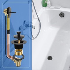 Brass Bathtub Drain Kit, Lift and Turn Tub with Single Hole Black
