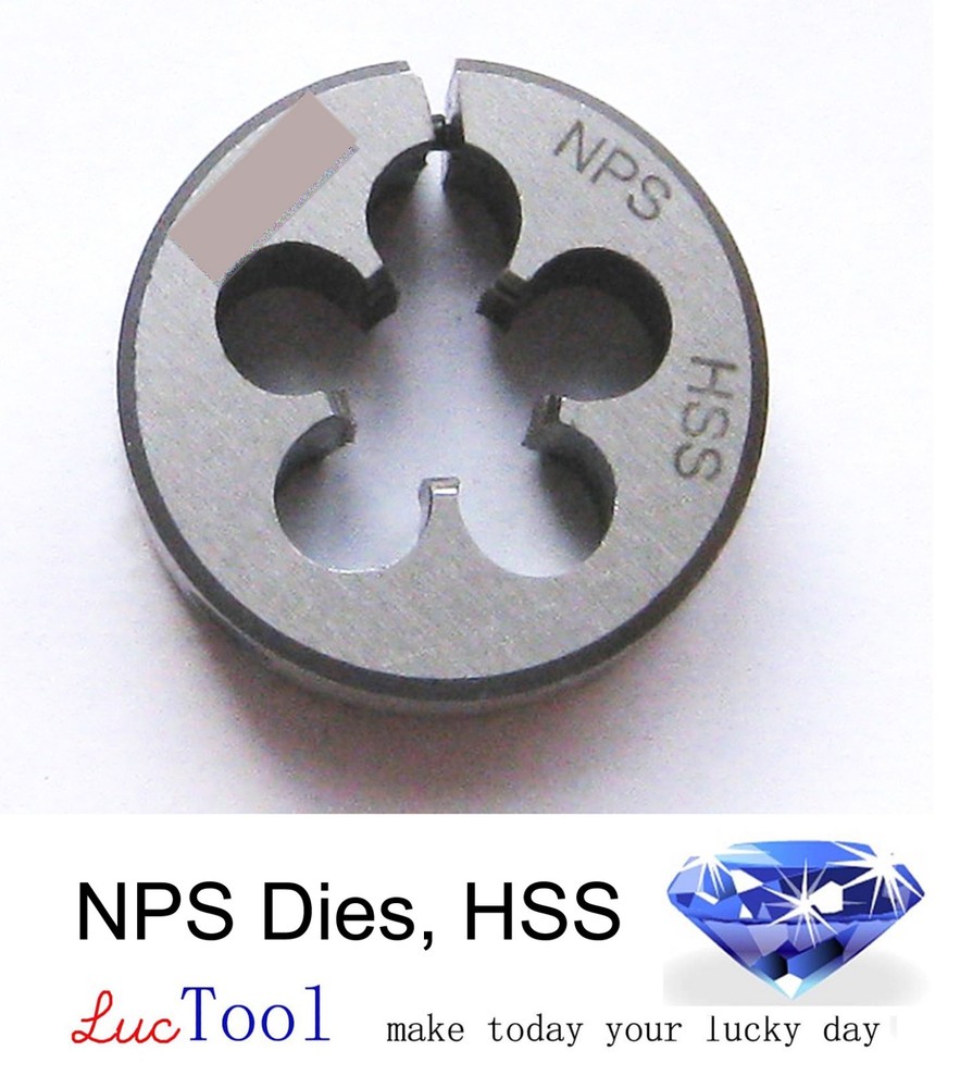 3/4-14 NPS Pipe Die Round Adjustable Split Die 2&rdquo; OD HSS Straight Thread