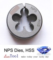 3/4-14 NPS Pipe Die Round Adjustable Split Die 2&rdquo; OD HSS Straight Thread