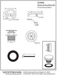 Westbrass Mushroom Tip-Toe Tub Trim Set with Floating Faceplate, Matte Black,&hellip;