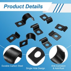 30Pcs 8mm Pipe Strap Carbon Steel Conduit Strap, Black