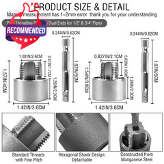 Pipe Tapping And Threading Tool,2 Piece Pvc Pipe Threader Kit For