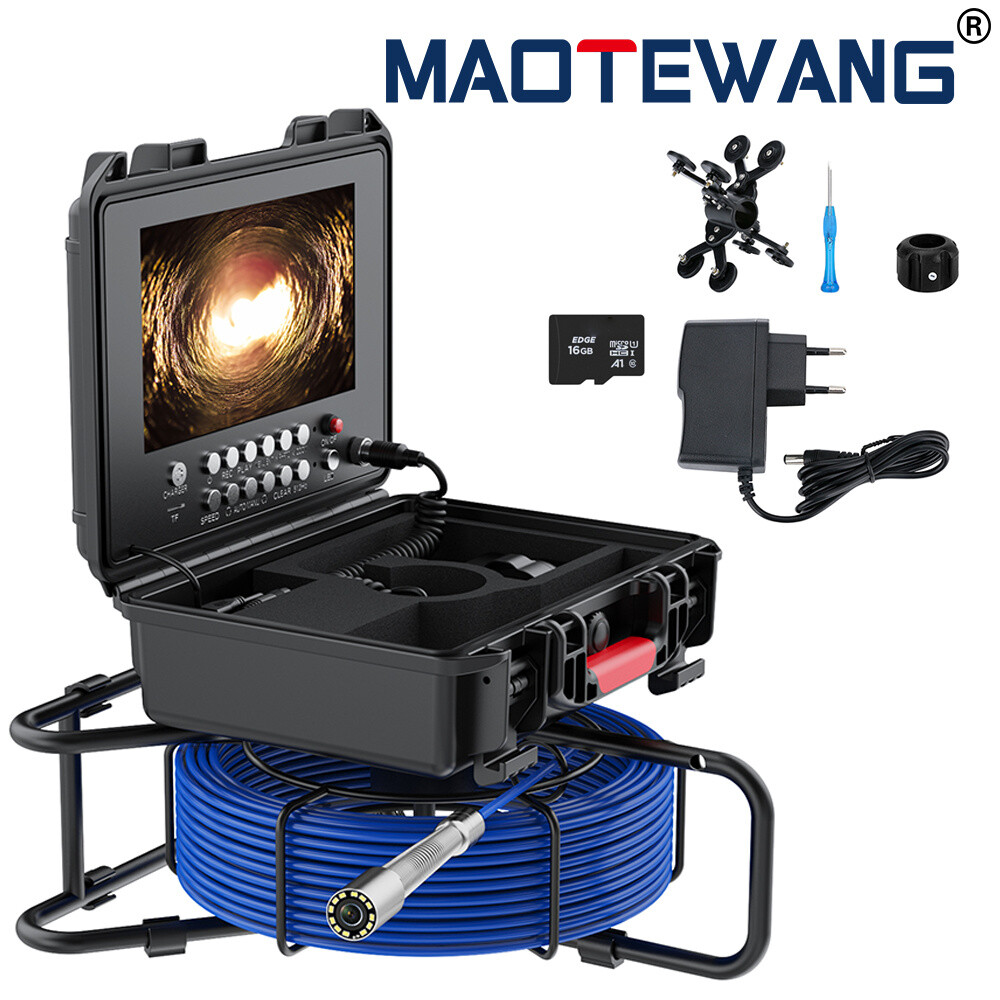 9&Prime; Screen DVR 16G 40M Counter Sewer Drain Pipe Inspection Camera 23MM Endoscope