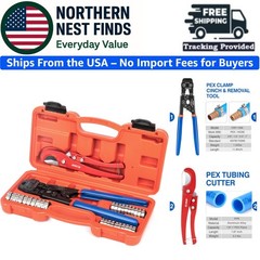 PEX Clamp Cinching Tool & 33-Piece Accessory Kit for Complete Plumbing Needs