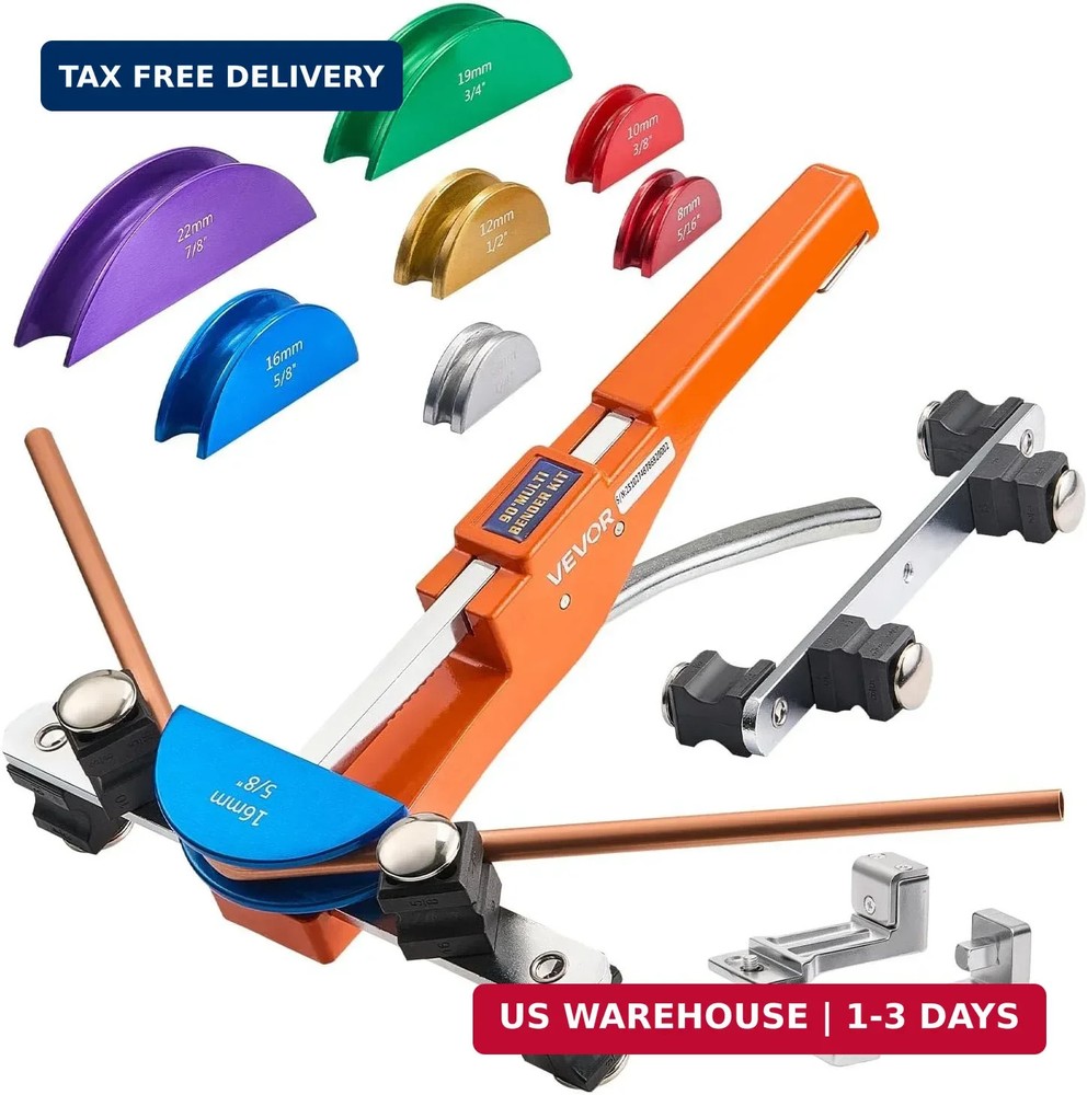 VEVOR Tubing Bender Kit, 1/4 to 7/8 Inch, Compact Ratcheting Tube Pipe Bender, F