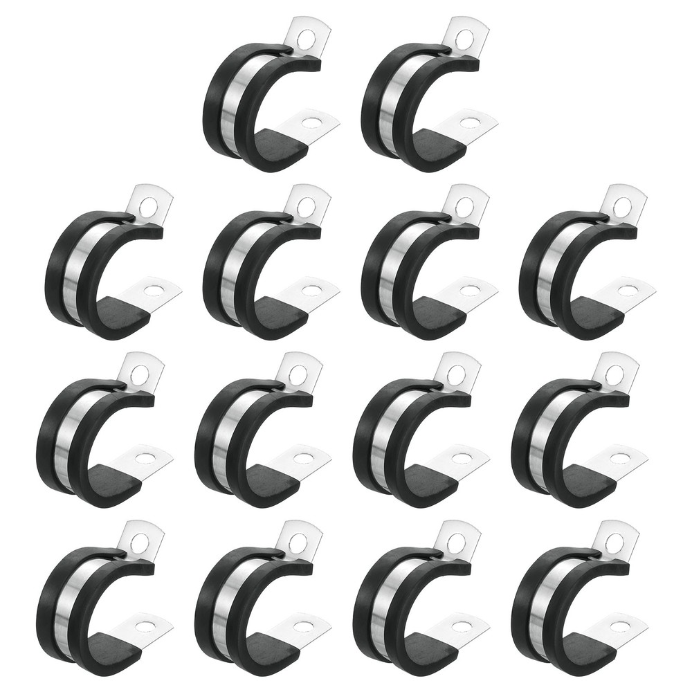 1&Prime;(24mm) Cable Clamp, 304 Stainless Steel Rubber Cushioned 14Pcs