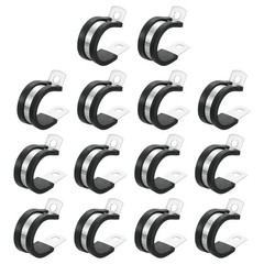 1&Prime;(24mm) Cable Clamp, 304 Stainless Steel Rubber Cushioned 14Pcs