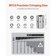 High Pressure Hydraulic Hose Crimper, Manual Hose Crimping Tool with 8 Dies &