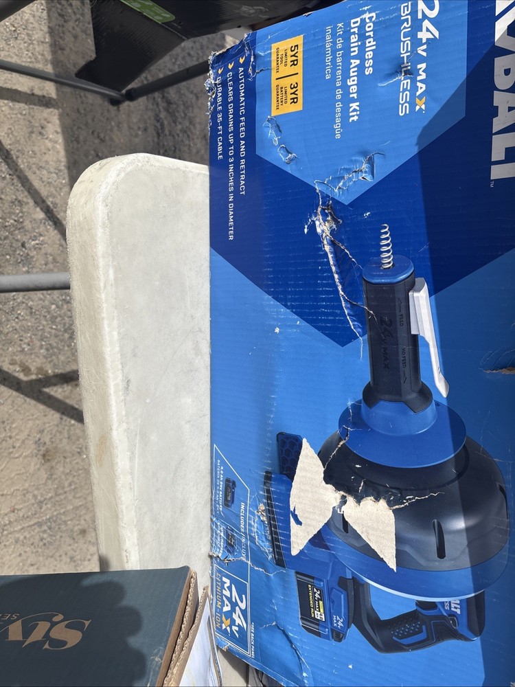 New Kobalt 24v Cordless Drain Auger Kit with 85 Watt Battery & Charger 4891704