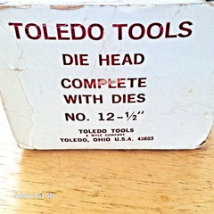 Toledo No. 12 1/2&Prime; Drop Head Pipe Threading Die Head NEW NOS FREE SHIPPING