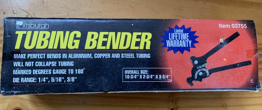 Pittsburgh Tubing Bender for Aluminum, Copper and Steel Tubing, New