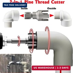 PVC Pipe Threader Kit, 2 Piece Set, 1/2&Prime; 3/4&Prime; NPT Sizes, Dual-Function Intern