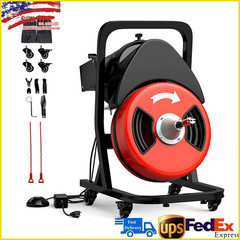 Professional 50FTx1/2&Prime; Drain Cleaner Machine Sewer Snake Auger for 2&Prime; to 4&Prime; Pipe