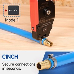 PEX Ring Crimping Tool One Hand 3/8 1/2 5/8 3/4 1 Inch