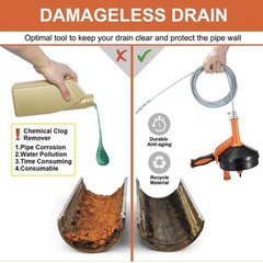 25Ft Drain Auger, Clog Remover with Drill Adapter