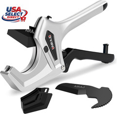 Heavy Duty Ratchet PVC Pipe Cutter Cuts Up to 3 Inches with Spare Blade