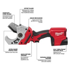 Milwaukee Tool 2470-20 M12 Plastic Pipe Shear Tool Only