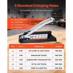 Heavy Duty Ferrule Hose Crimper, 3.23 In. Standard Bench Hose Crimping Tool with