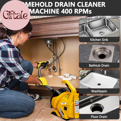 Drain Cleaner Machine 30Ft X 3/10In, Auto-Feed Electric Drain Snake with Foot Sw