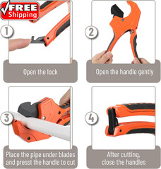 Bates- PVC Pipe Cutter, Cuts up to 2-1/2&Prime;, Orange Ratcheting PVC Pipe Cutter Too