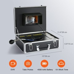 7&Prime; 30m/100ft Sewer Camera Pipe Inspection Camera LCD Monitor with DVR Function