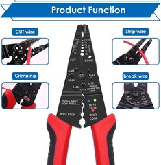 Red Wire Crimping tool Wire crimper,stripper and cutter for insulated/Bare/Heat