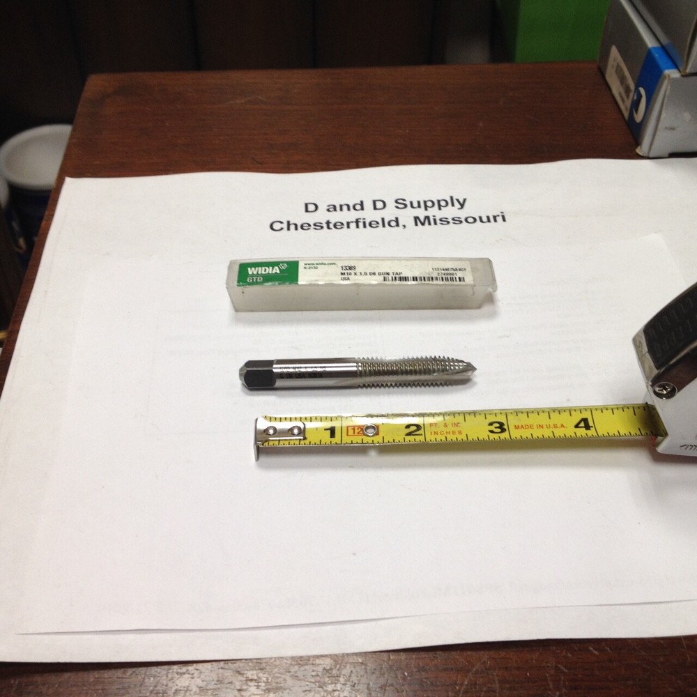 WIDIA GTD 13389, Spiral Point Plug Tap, M10x1.50, Uncoated, 3 Flute, Vanadium
