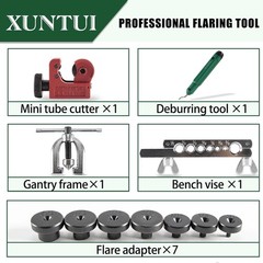 Brake Line Flaring Tool Kit, 3/16&Prime;-5/8&Prime; Double & Single | 7 Adapters, Red Sto&hellip;