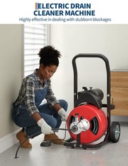 Wheeled Portable Electric Drain Cleaning Machine Rated 370W Comes With 100FT x 1