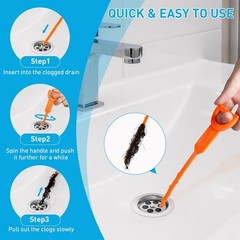 12 Pcs Drain Snake Hair Removal Tool Set 25 Inch and 59 Inch Cleaner