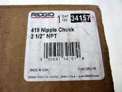 NEW Ridgid Tools 2-1/2&Prime; NPT 419 Nipple Chuck for 1224 Threader 34157 USA